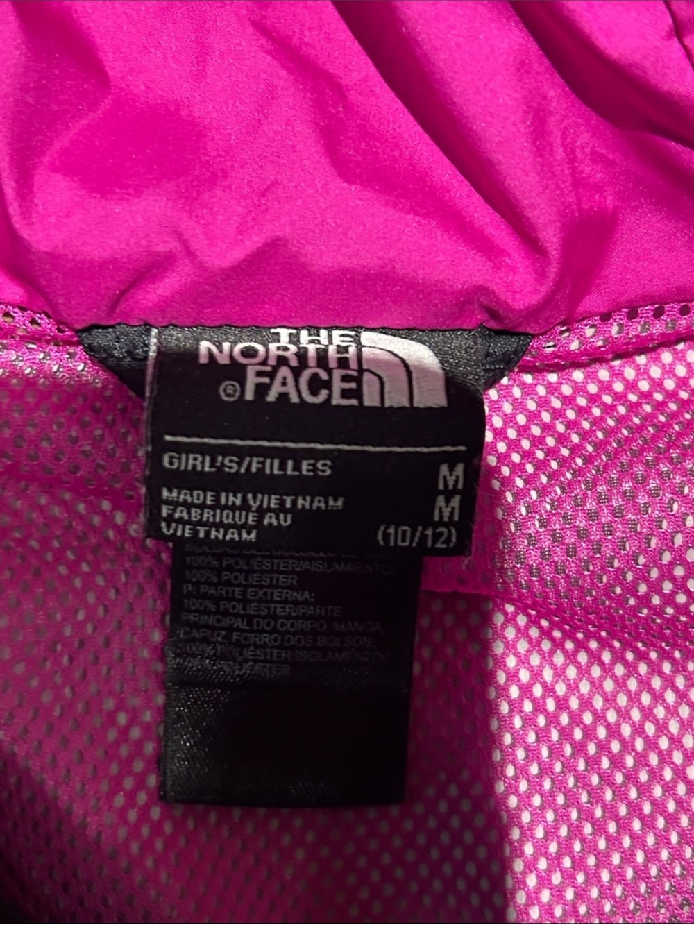 The North Face Girls Black Jacket with Pink Lining and White Accents - Picture 4 of 8